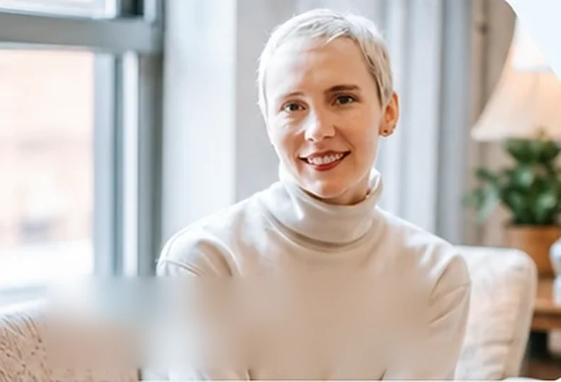 Smiling woman at home